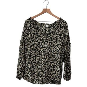 OLD NAVY Green Floral Cottagecore Long Sleeve Blouse